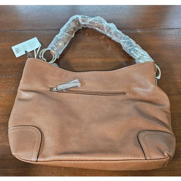Alyssa Hobo Shoulder Bag Womens Large Brown New Hook Hardware - Picture 2 of 9